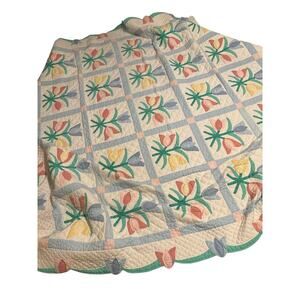 Vintage Tulip Applique Quilt One Size